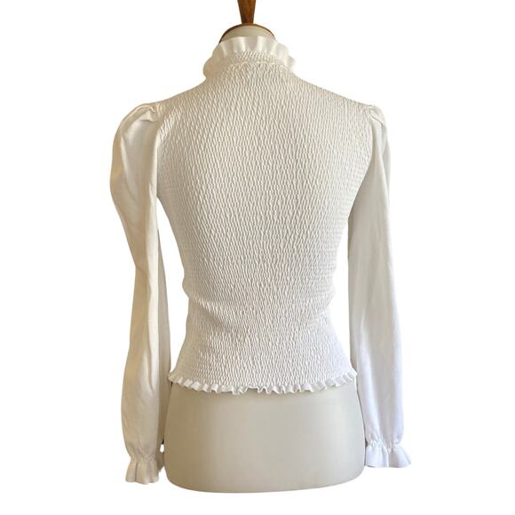 Coquette Ruched White Knit Top, Medium Like new - Picture 3 of 5